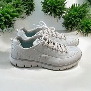 Skechers Elite Flex White Leather Sneakers Walking‎ Shoes Size 10